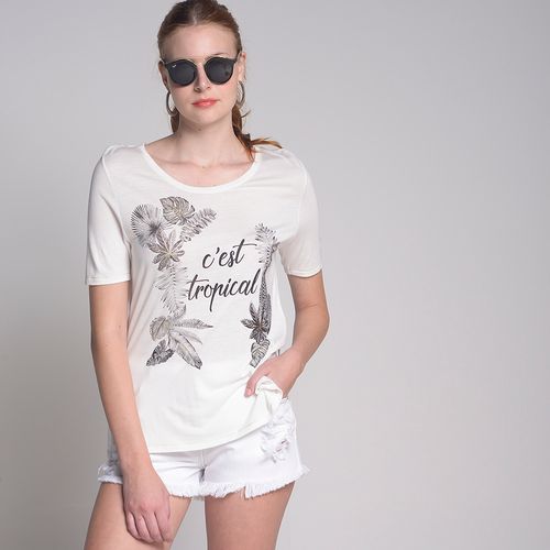 Camiseta C'est Tropical Off White - G