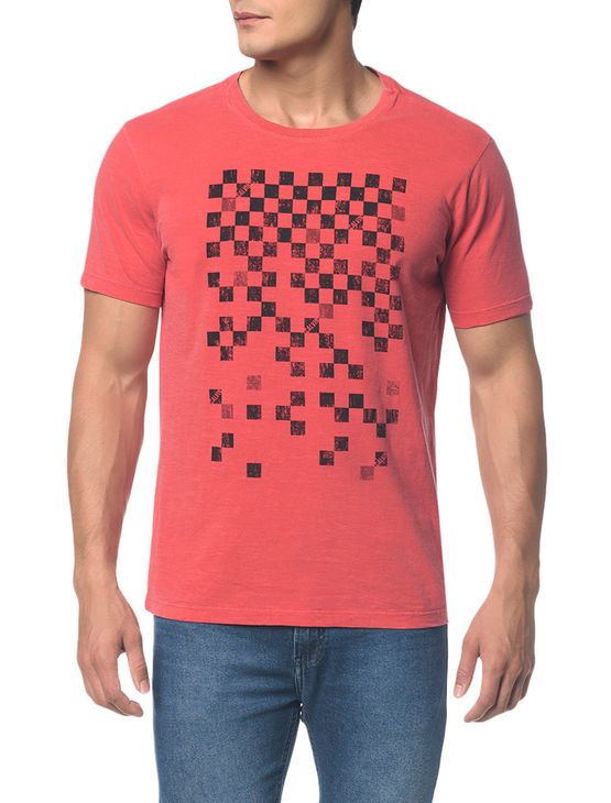 Camiseta Ckj C Estampa Quadriculado - Vermelho - PP