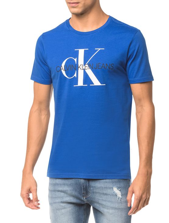 Camiseta Ckj Mc Est Ck - Azul Médio - P