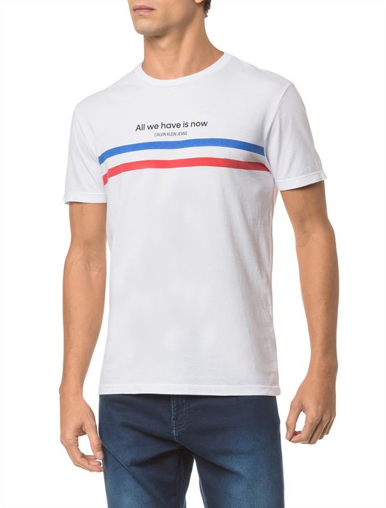 Camiseta Ckj Mc Est Frase e Faixas - Branco 2 - P