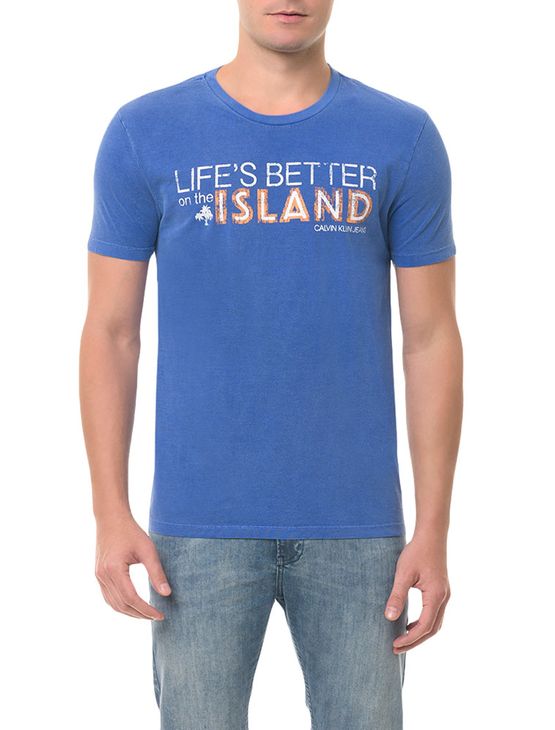 Camiseta CKJ MC Estampa Island Azul CAMISETA CKJ MC ESTAMPA ISLAND - AZUL - PP