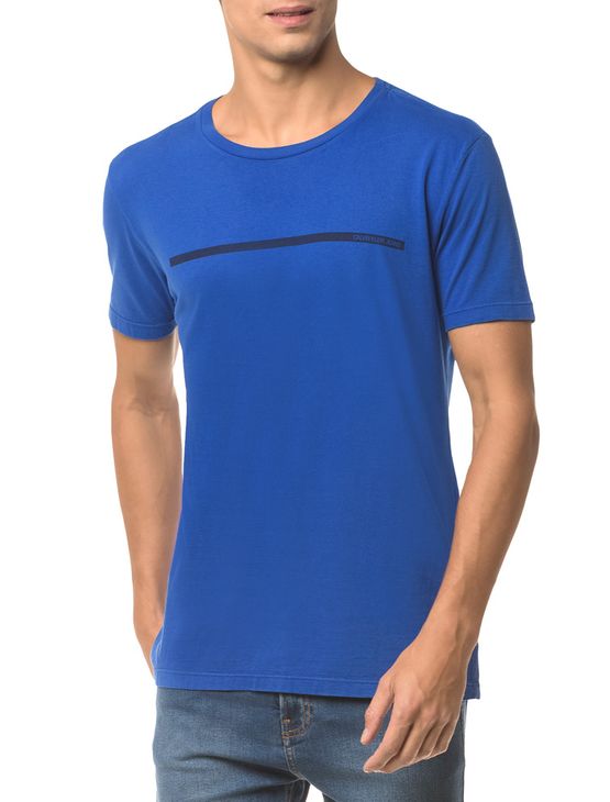 Camiseta Ckj Mc Logo Palito - Azul Médio - PP