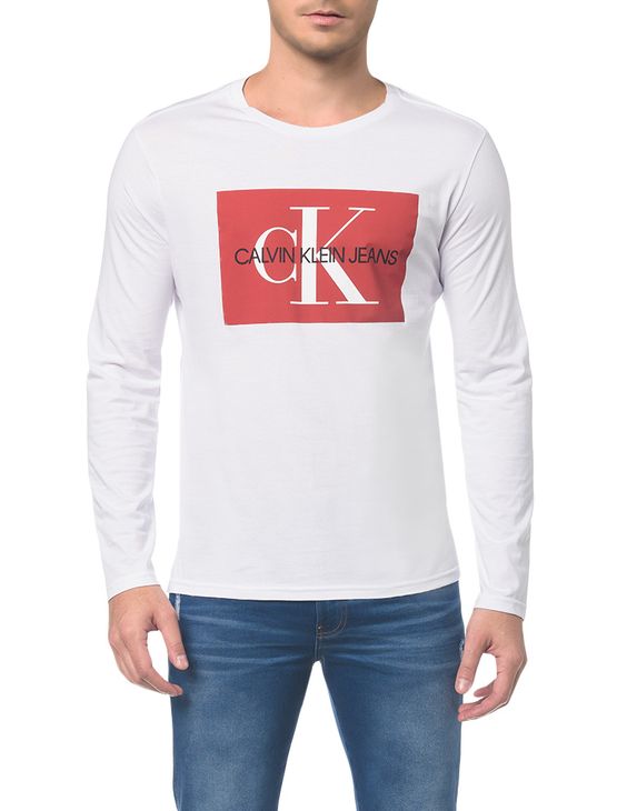 Camiseta Ckj Ml Est Quadrado Logo - Branco 2 - PP