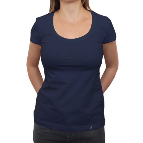 Camiseta Clássica Feminina Lisa Azul Escura