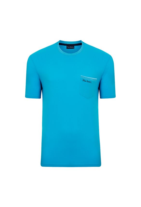 Camiseta com Bolso Azul Turquesa Top Line P