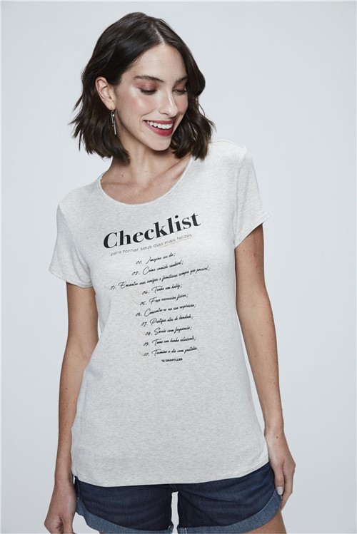 Camiseta com Estampa Checklist Feminina