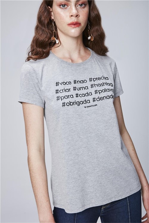 Camiseta com Estampa de Hashtag Feminina