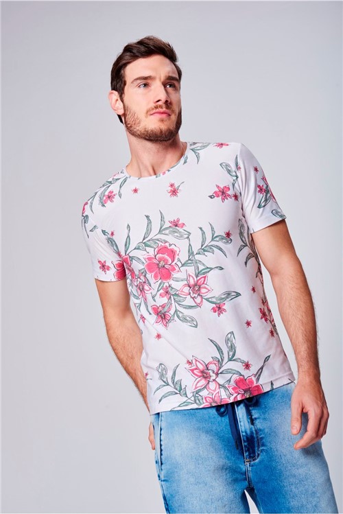 Camiseta com Estampa Floral Unissex