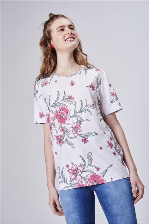 Camiseta com Estampa Floral Unissex