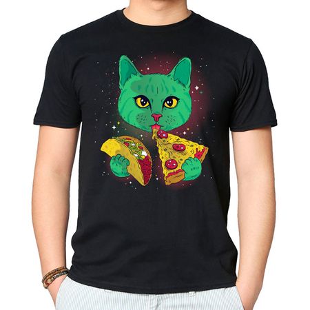 Camiseta Cosmic Cat P - PRETO