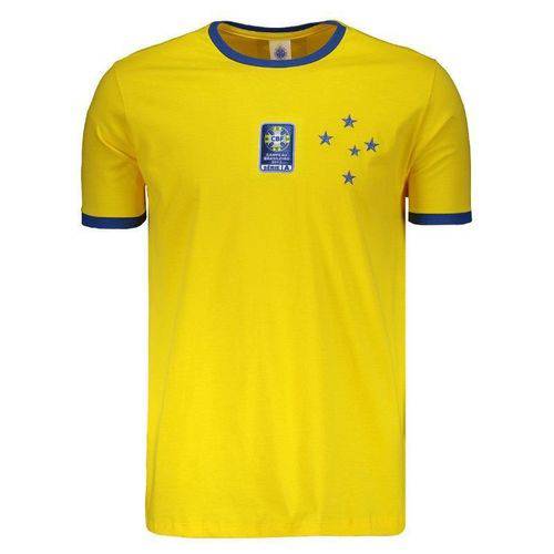Camiseta Cruzeiro Brasil com Patch Amarela - Braziline