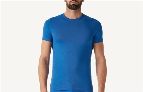 Camiseta de Manga Curta Gola de Algodao Supima® - Azul G