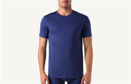 Camiseta de Manga Curta Gola de Algodao Supima® - Azul G