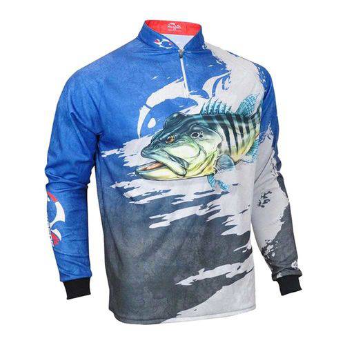Camiseta de Pesca Faca na Rede Evo Tucunare Azul 18/19 G