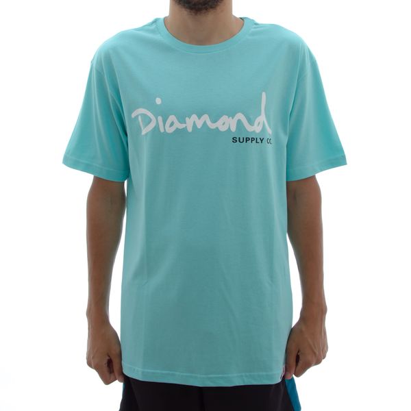 Camiseta Diamond OG Script Blue Pool (M)