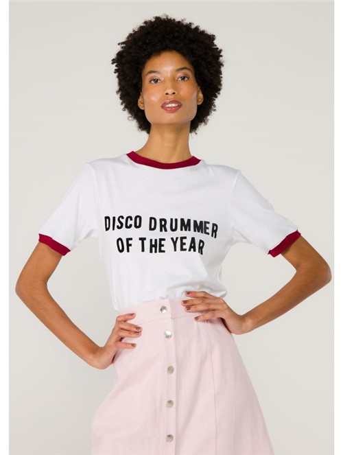 Camiseta Disco Drummer de Algodão Branca Tamanho M