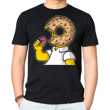 Camiseta Donuts Homer Simpson P - PRETO