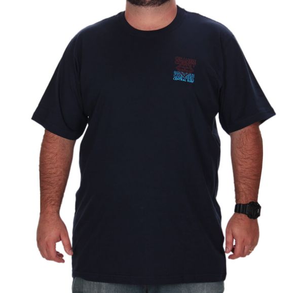 Camiseta Estampada Central Surf Tamanho Especial - Azul - 2G