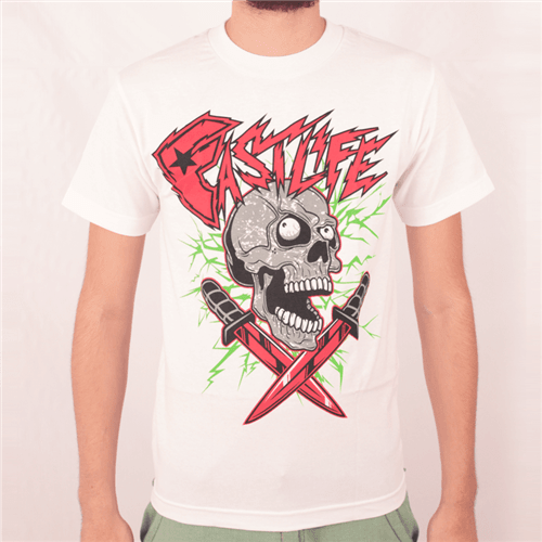Camiseta Famous Fastlife Skull Branco/vermelho P