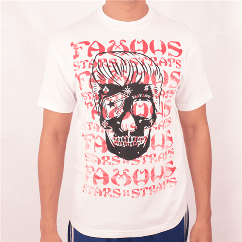 Camiseta Famous Pompadour Skull Branco M
