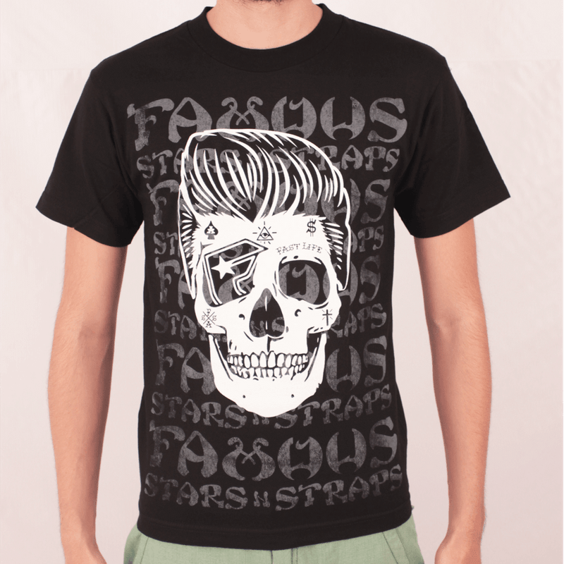 Camiseta Famous Pompadour Skull Preto P