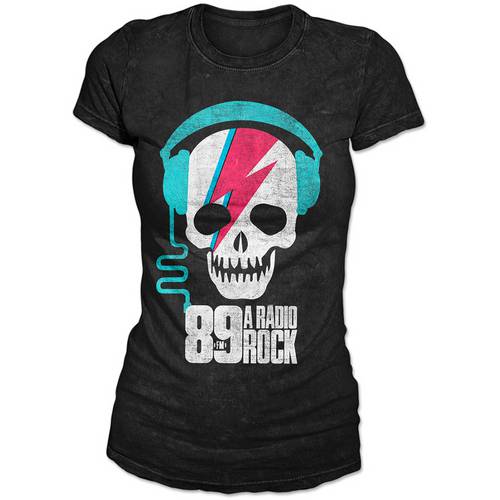 Camiseta Feminina 89 FM a Rádio Rock Thunder Skull