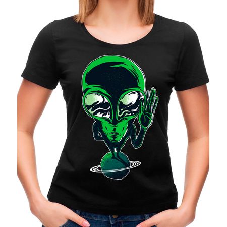 Camiseta Feminina Alien P-PRETO