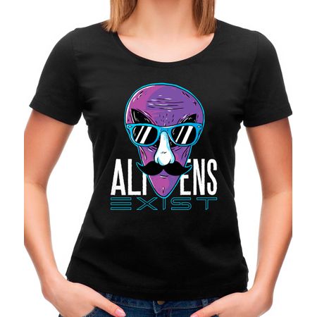 Camiseta Feminina Aliens Exist P - PRETO