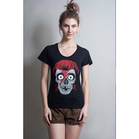 Camiseta Feminina Bowie Skull P