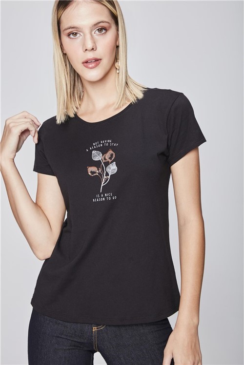 Camiseta Feminina com Estampa Metalizada
