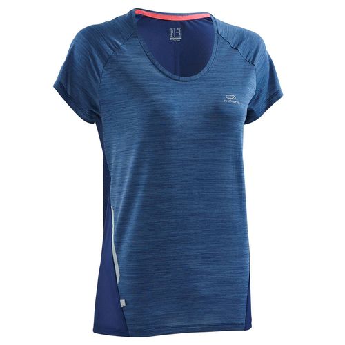 Camiseta Feminina de Corrida Run Light Kalenji T-SHIRT RUN LIGHT W BLUE, UK 8 - EU 36