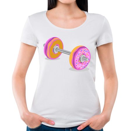 Camiseta Feminina Donut Barbell P - BRANCO