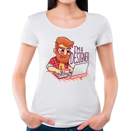 Camiseta Feminina eu Sou Designer P - BRANCO