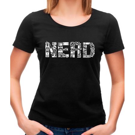 Camiseta Feminina Nerd P - PRETO