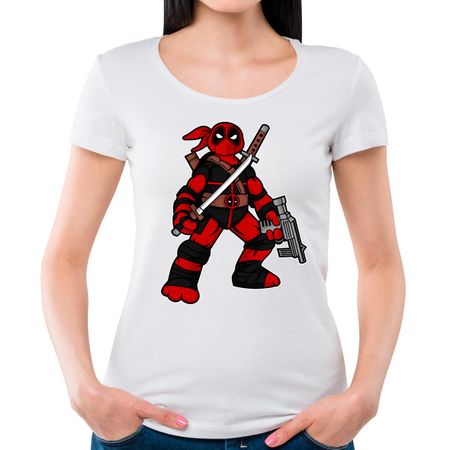 Camiseta Feminina Ninja Deadpool P - BRANCO