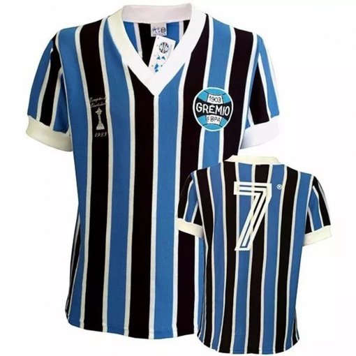 Camiseta Feminina Retro Grêmio Baby Look 1983 Renato 7 GLIBB15