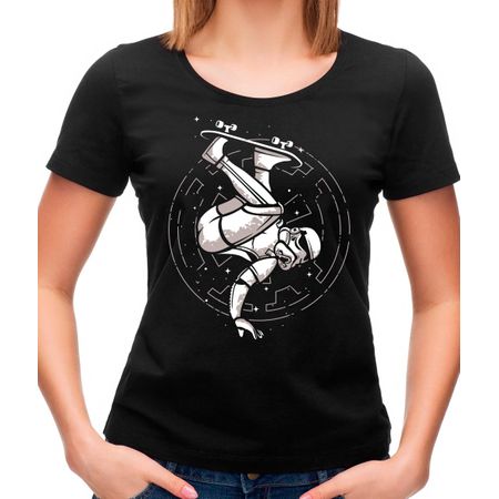 Camiseta Feminina Skate Trooper P - PRETO