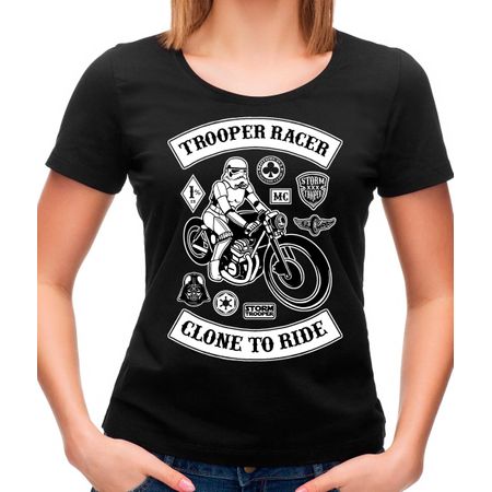 Camiseta Feminina Stormtrooper Caferacer P - PRETO
