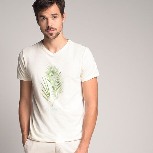 Camiseta Folhas Tropical Off White - GG