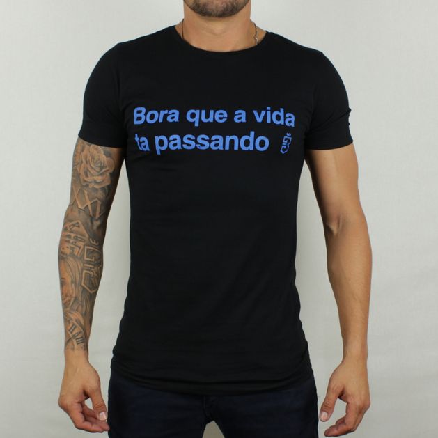 Camiseta Frase Bora Preto