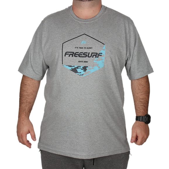 Camiseta Freesurf Authentic Tamanho Especial - Cinza - 3G