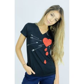 Camiseta Gabi Alvo Coração Preta CaFarah P