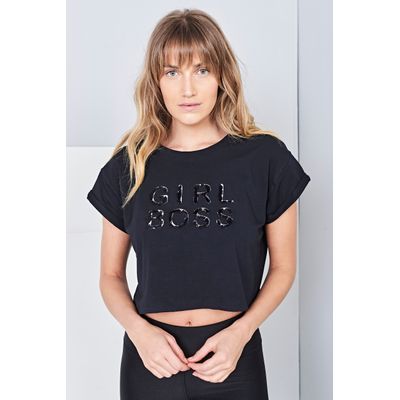 Camiseta Girl Boss Preto / Preto U