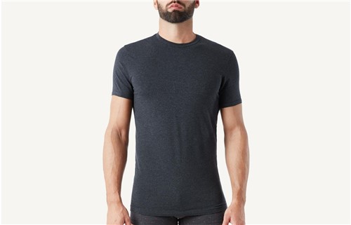 Camiseta Gola em Algodão Elástico - Cinza EG