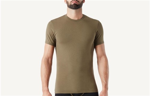 Camiseta Gola em Algodão Elástico - Verde EG