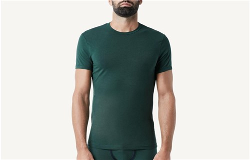 Camiseta Gola em Algodão Elástico - Verde M