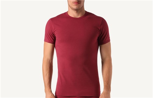 Camiseta Gola em Algodão Elástico - Vermelho G