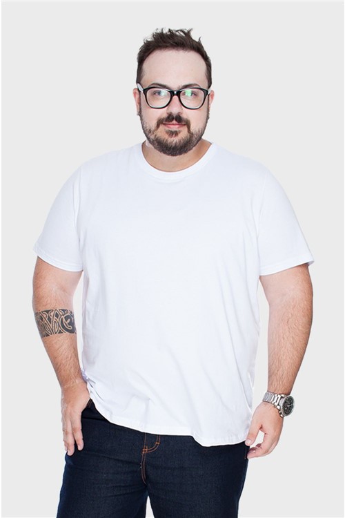 Camiseta Gola Redonda Plus Size Branco-48/50