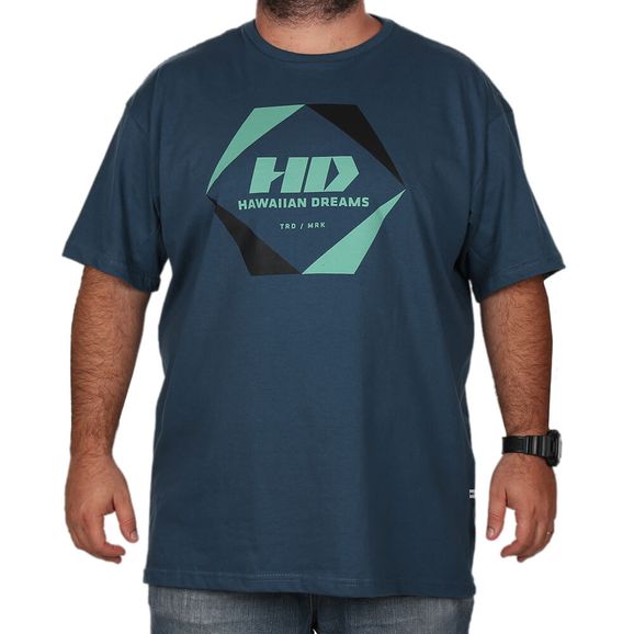 Camiseta Hd Tamanho Especial Geometric - Azul - 3G
