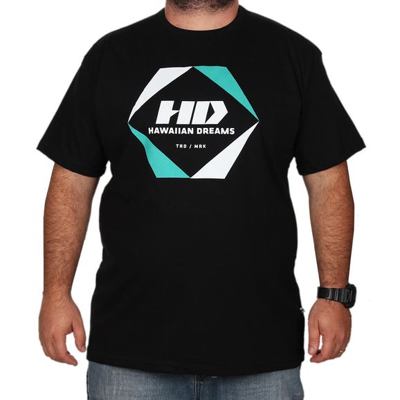 Camiseta Hd Tamanho Especial Geometric - Preta - 1G